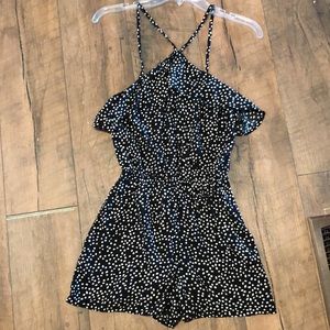 H&M black And white polkadot romper like new